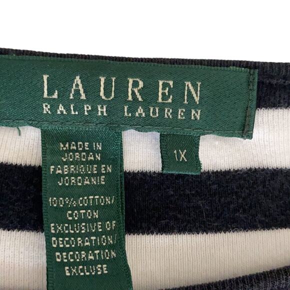 Ralph Lauren Black White Striped Nautical Inspired Top with Rope detailing 1X - Picture 5 of 9